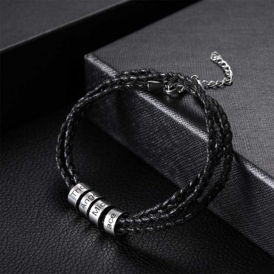 Mens Personalised Black Out Bead Bracelet