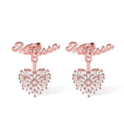 Personalized Name Heart Stud Earrings