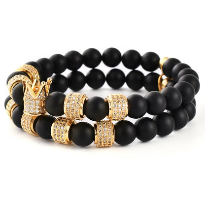 Onyx Crowned 2PC Bracelet Set