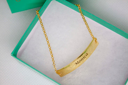 Curve It Name Bar Necklace