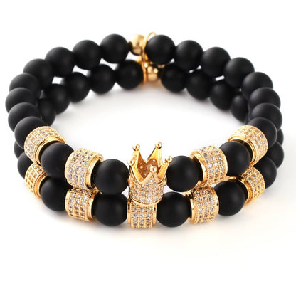 Onyx Crowned 2PC Bracelet Set